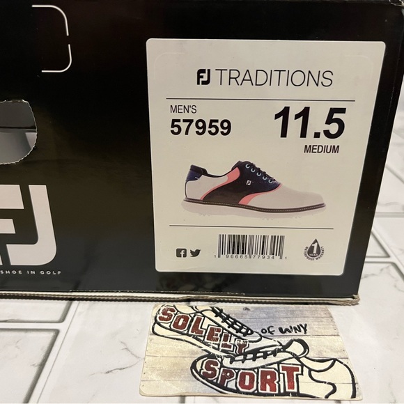 New FootJoy Traditions Waterproof Golf Shoes Cleats Blue White Pink Men 8.5 - 13 - Picture 16 of 16